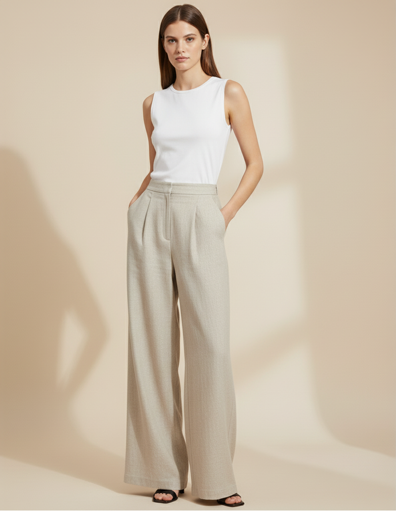 High Waist Linen Wide-Leg Pants — Minimalist & Elegant Style