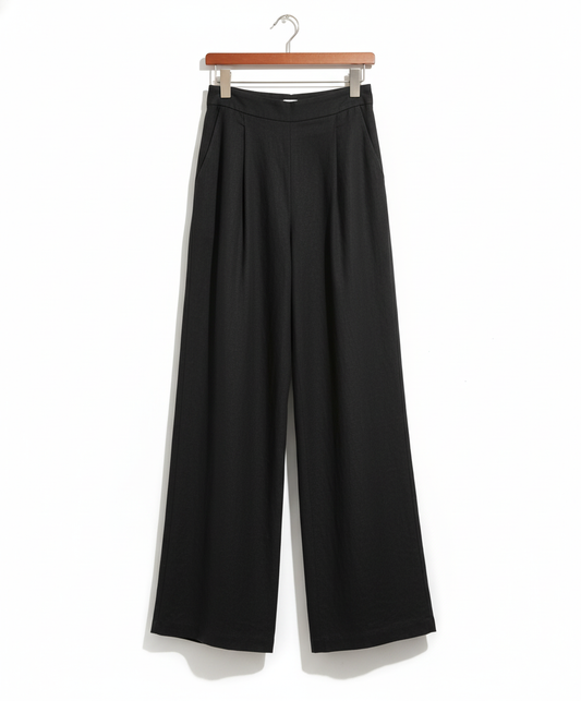 High Waist Linen Wide-Leg Pants — Minimalist & Elegant Style